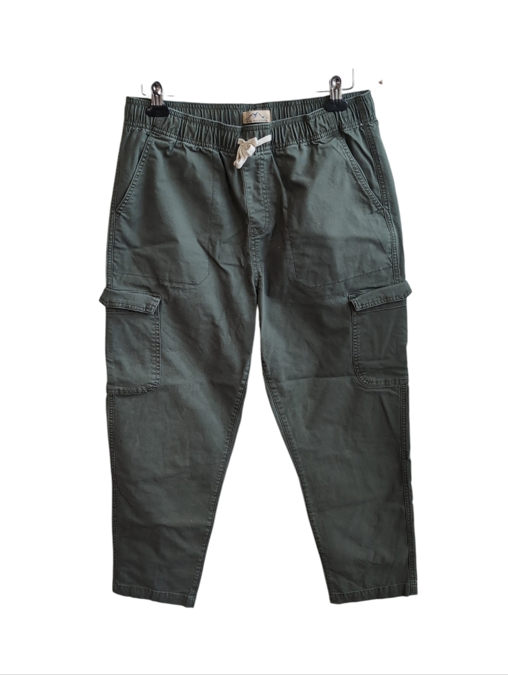Blue Mountain Olive Green Elastic Waist Pull-On Taper Leg Cargo Pant Size Medium